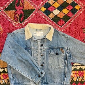 Columbia Light Blue Denim Jacket with Cream Collar